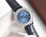Omega Replica 38 Wessel Diamond 904L Stainless Steel Case White/Blue Dial Lady Watch